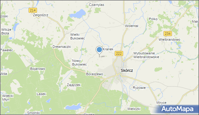 mapa Skórcz Kranek, Skórcz Kranek na mapie Targeo